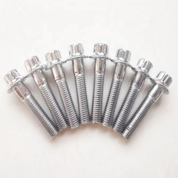 Universal Compatibility M7x32 Steel Chrome Plated 12 Point Wheel Bolt with Universal Fitment and Durable Chrome Coating