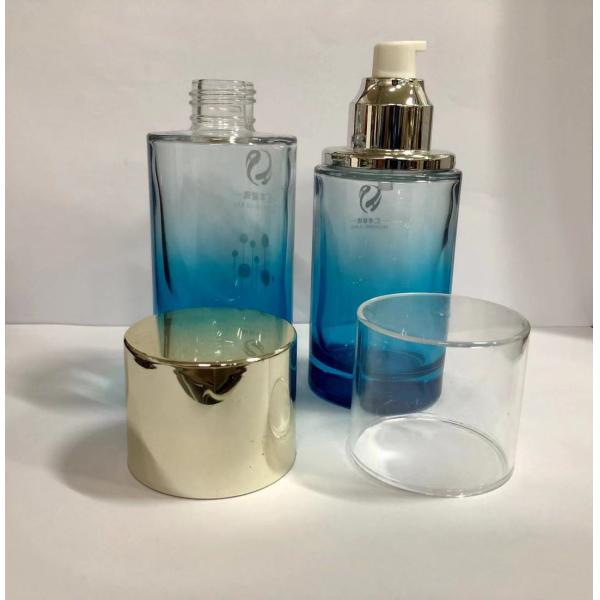 Бутылки синего стекла косметические Креам/Рефиллабле бутылка насоса подгоняли логотип и цвет