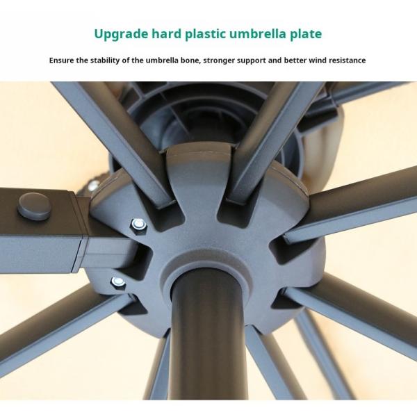 Upgrade Outdoor Garden Umbrella with Double Canopy and Black Handle Aluminum Parasol