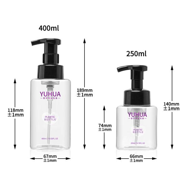 бутылка насоса пены формы 250ml 400mlsquare пластиковая с черным дизайном насоса пены