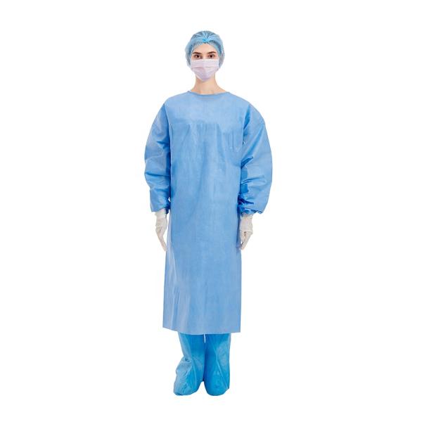 Sterile 25GSM Disposable Medical Clothing , Blue Disposable Isolation Gowns