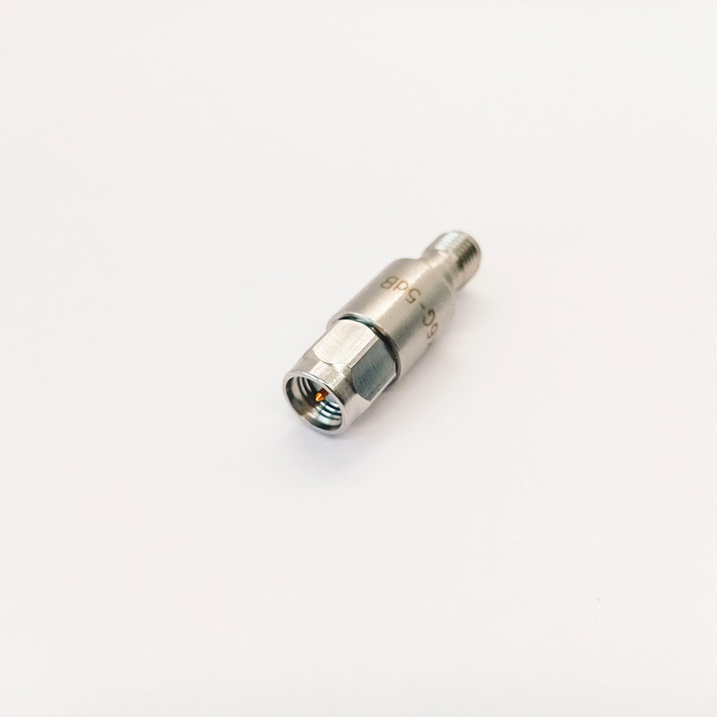 RF Fixed Attenuator SMA Male to Female with 5dB Attenuation DC-6GHz Frequency Range and Stainless Steel Housing
