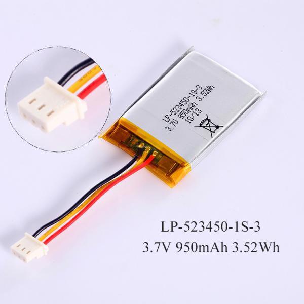 Digital Product Lithium Lipo Batteries LP-523450-1S-3 3.7v 950mAh Li-ion Polymer Battery Pack