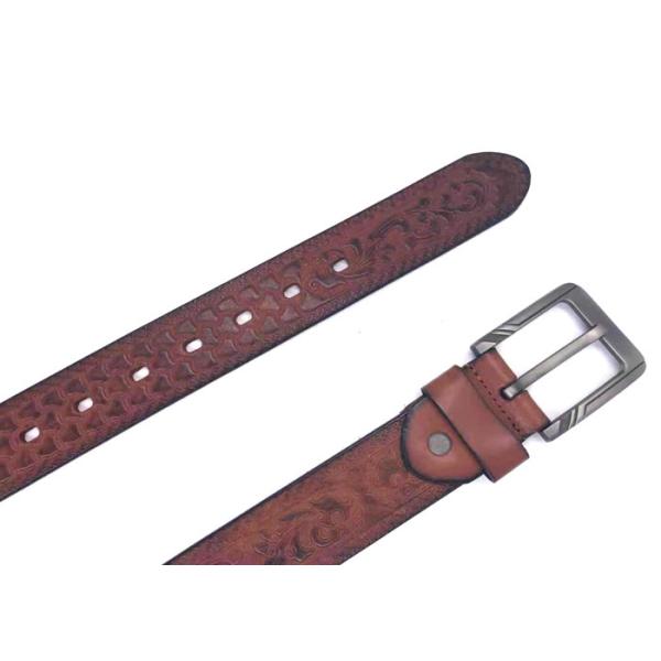 100-140cm Floral Mens Casual Western Leather Belts Square Alloy Buckle 38mm Wide