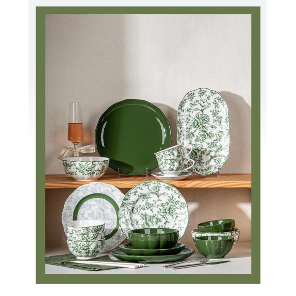 Ресторан Погода Роскошный зеленый керамический ужин с цветочным дизайном