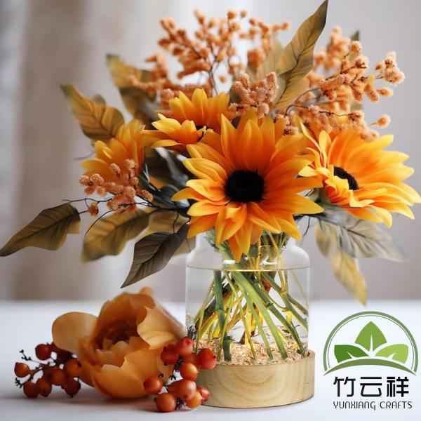 Customized Wood Holder Desktop Plant Glass Vase Plant Propagation Terrarium