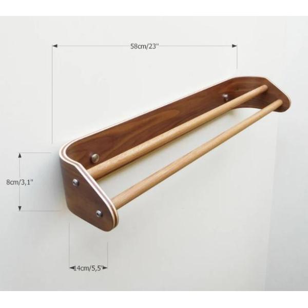 Custom Wooden Double Towel Bar Wall Mounted Bath Towel Rack for Holding Kitchen Appliance