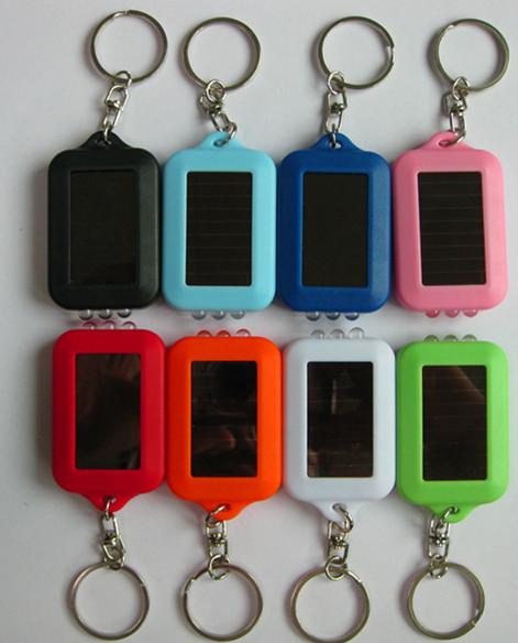 Customized Colorful Solar Key Ring Three Led Light Solar Power Keychain
