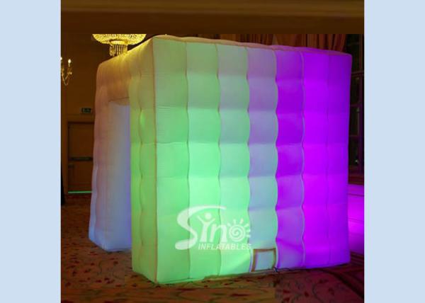 8'x8'x8' cube tube led inflatable photo booth enclosure for night shows or party bars