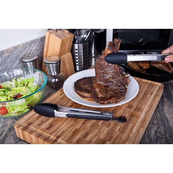 Food Grade Non-Stick Silicone Tips Stainless Steel Kitchen Serving Tongs