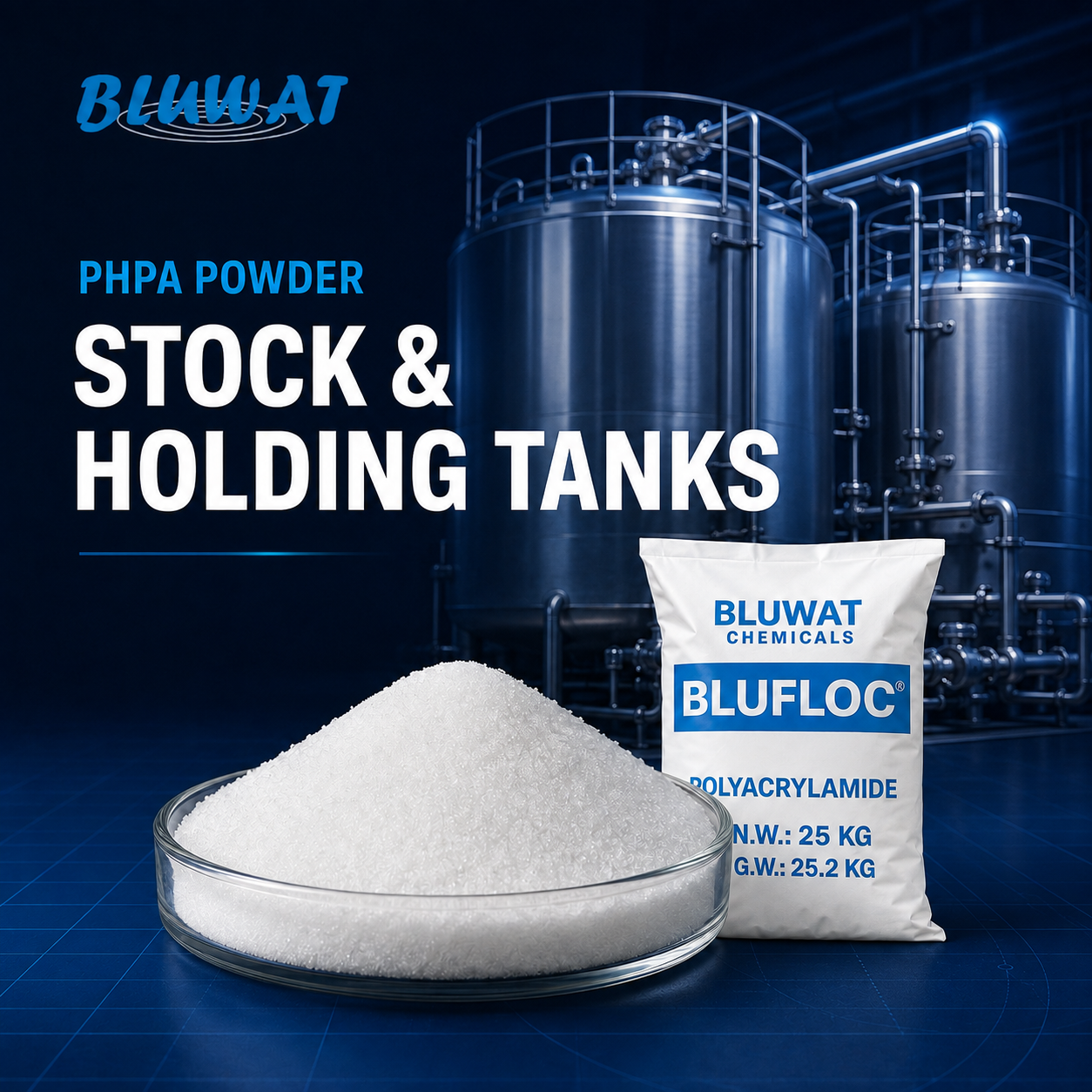 PHPA Powder Stock Tank and Solution Holding Tank System