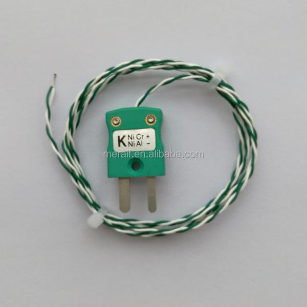Thermal profile PFA high temperature stand omega k type thermocouple green connector with plug for industrial use
