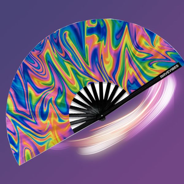 Wholesale Price Large Rave Fan Custom Fan Bamboo Dance Hand Fan for Cosplay/Photoshoot/Promotional Events