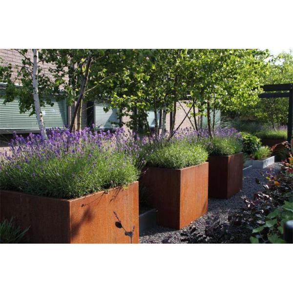 Плантатор Corten современного размера куба бака сада металла стальной квадратный с ногой