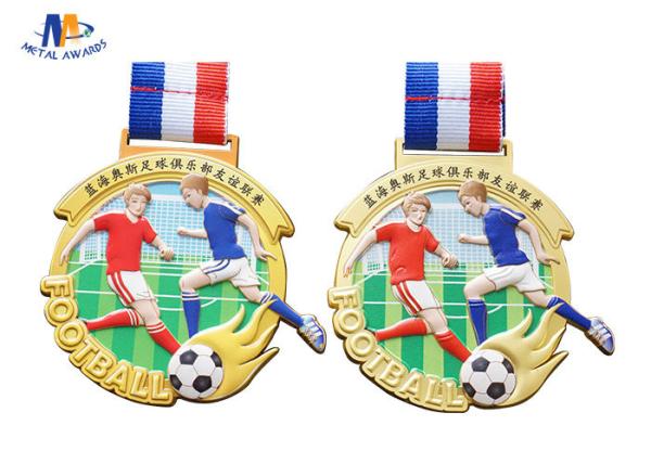 Imitation Gold Plating 65×4MM Football Stock Medals