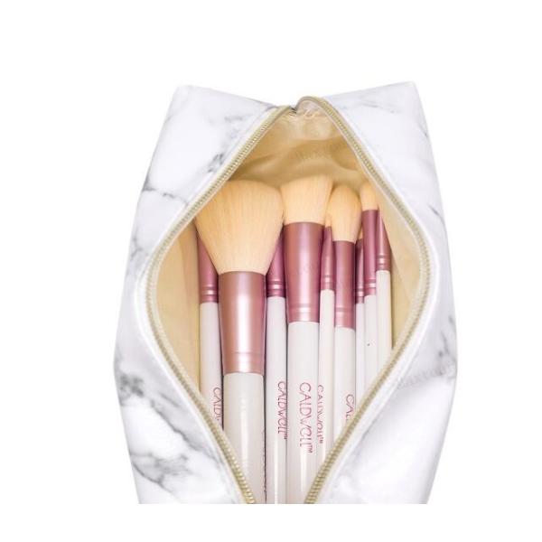 Gold Zipper Pencil Storage Case / PU Leather Pencil Pouch For Women