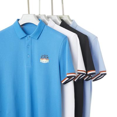 Short Sleeve Cotton Men'S Polo Shirts Anti Pilling With Custom Logo Color