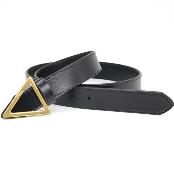Side Stitching Women's Fashion Leather Belts Triangle Nail Bottom Buckle