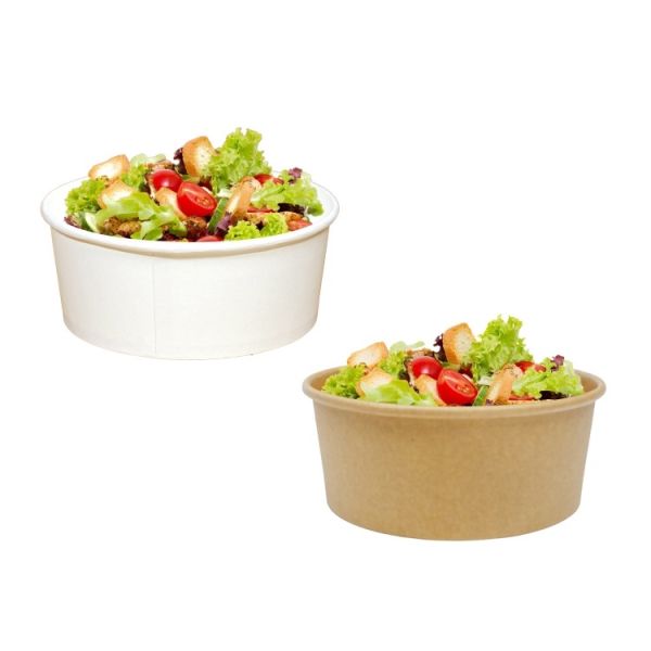 Disposable covered custom eco-friendly food grade kraft paper salad bowl
