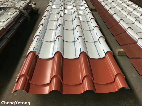 Brown Stone Coated Roofing Tiles PVDF Coating High Weatherability For Gate House