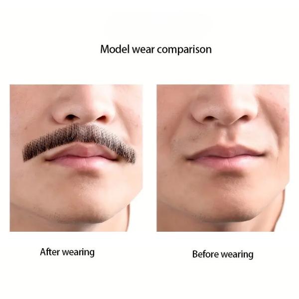 Full hand-woven fake beards, seamless men's fake mustaches, human hair-like fake eyebrows, and sideburns for film and television props