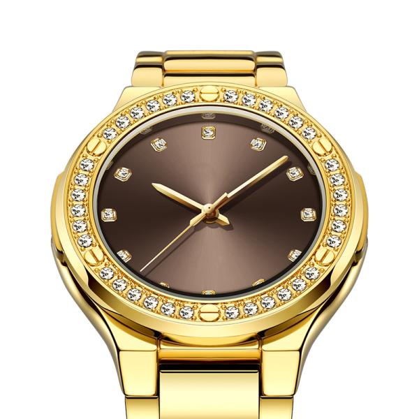 ROHS Genuine Diamond Quartz Watch , Hardlex Diamond Bracelet Watch For Ladies