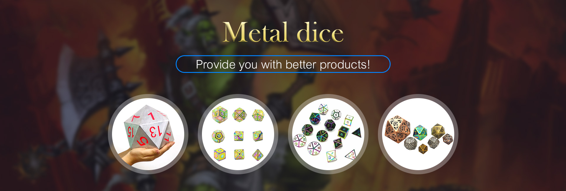Custom Wholesale DND RPG Metal Polyhedral Dice Set in Zinc Alloy with Customized Color and Size