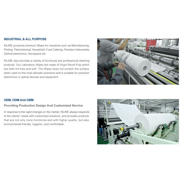 25x25cm Size 35g GSM Cleanroom Wipers with Viscose 50% Polyester 50% Material for Industrial Cleaning