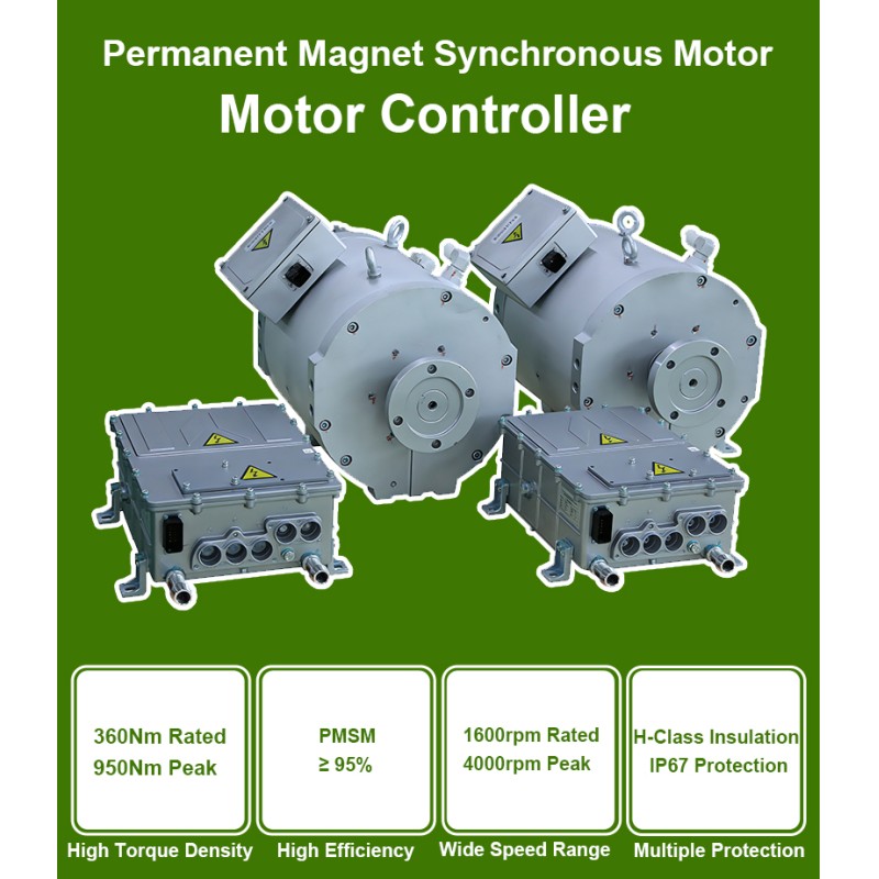 60kW PMSM Traction Motor and 75kW Motor Controller for EV Powertrain
