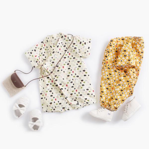 100cm Casual Infant Matching Children'S Pajamas Sets With Floral Bag