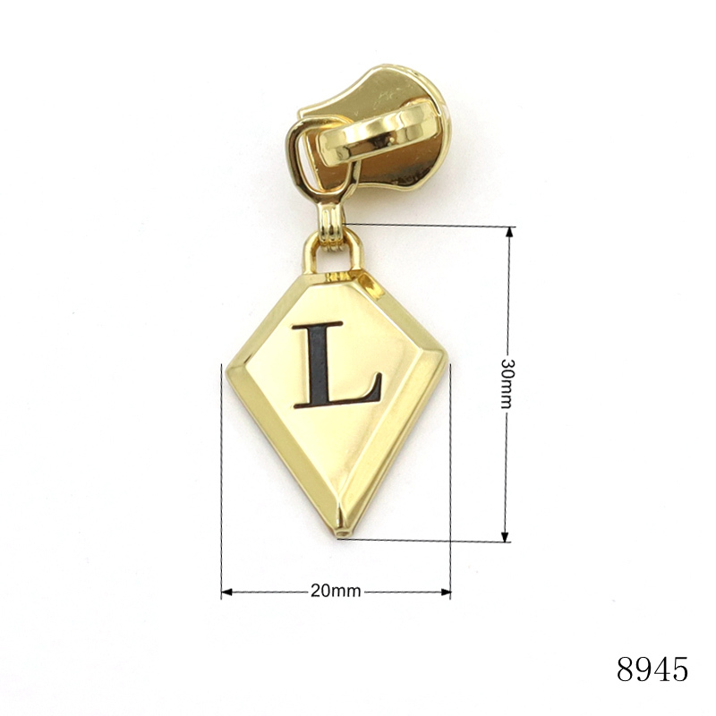 Diamond Shape Metal Zipper Puller Enamel Gold Zipper Pull For Luxury Bags And Accessories