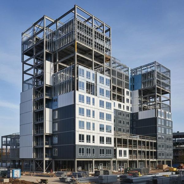 High Rise Prefabricated Steel Frame Houses Prefab Commercial Metal Buildings Seismic