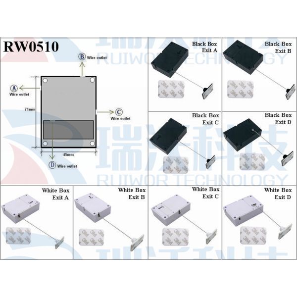 RW0510 Cuboid Anti Theft Pull Box With 25X15mm Rectangular Adhesive ABS Plate Used In Consumer Electronics Products Stores