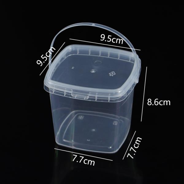 Clear Plastic Container With Lid Ice Cream Bucket Food Storage Container Freezer Storage Bucket Square Plastic Pails With Handle For Home Kitchen