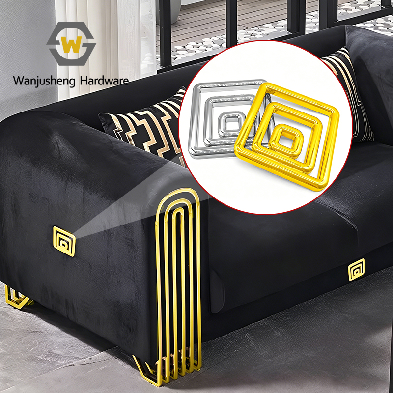 Gold-Plated Plastic Multi-Functional Sofa Buckle Accessories Stylish Square Furniture Decorative Fittings