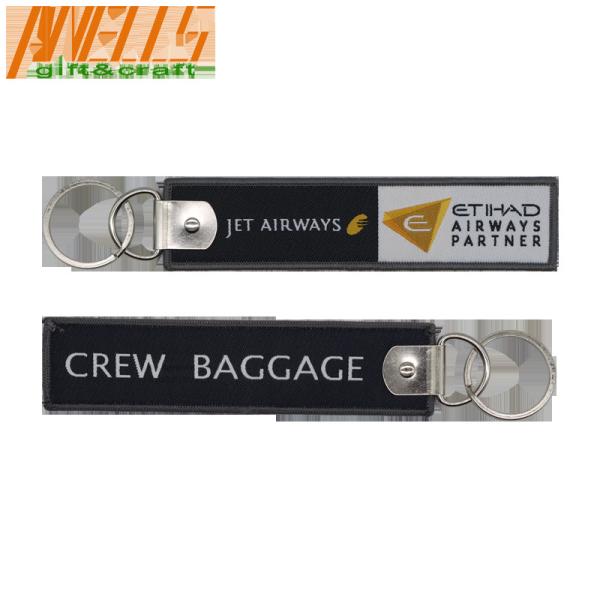 Pilot Aviation Airplane Logo Woven Keyring Aircraft Merrowed Border