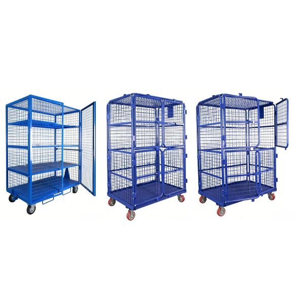Foldable L Shaped Warehouse Roll Cage 500kg Load Space Saving Material Turnover Cage