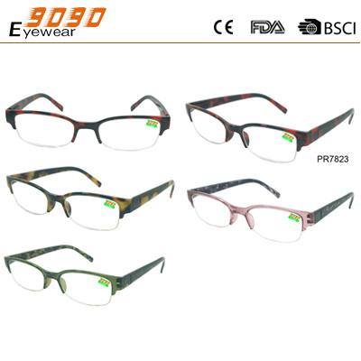 New arrival and hot sale semi-rimless reading glasses,suitable for women and men