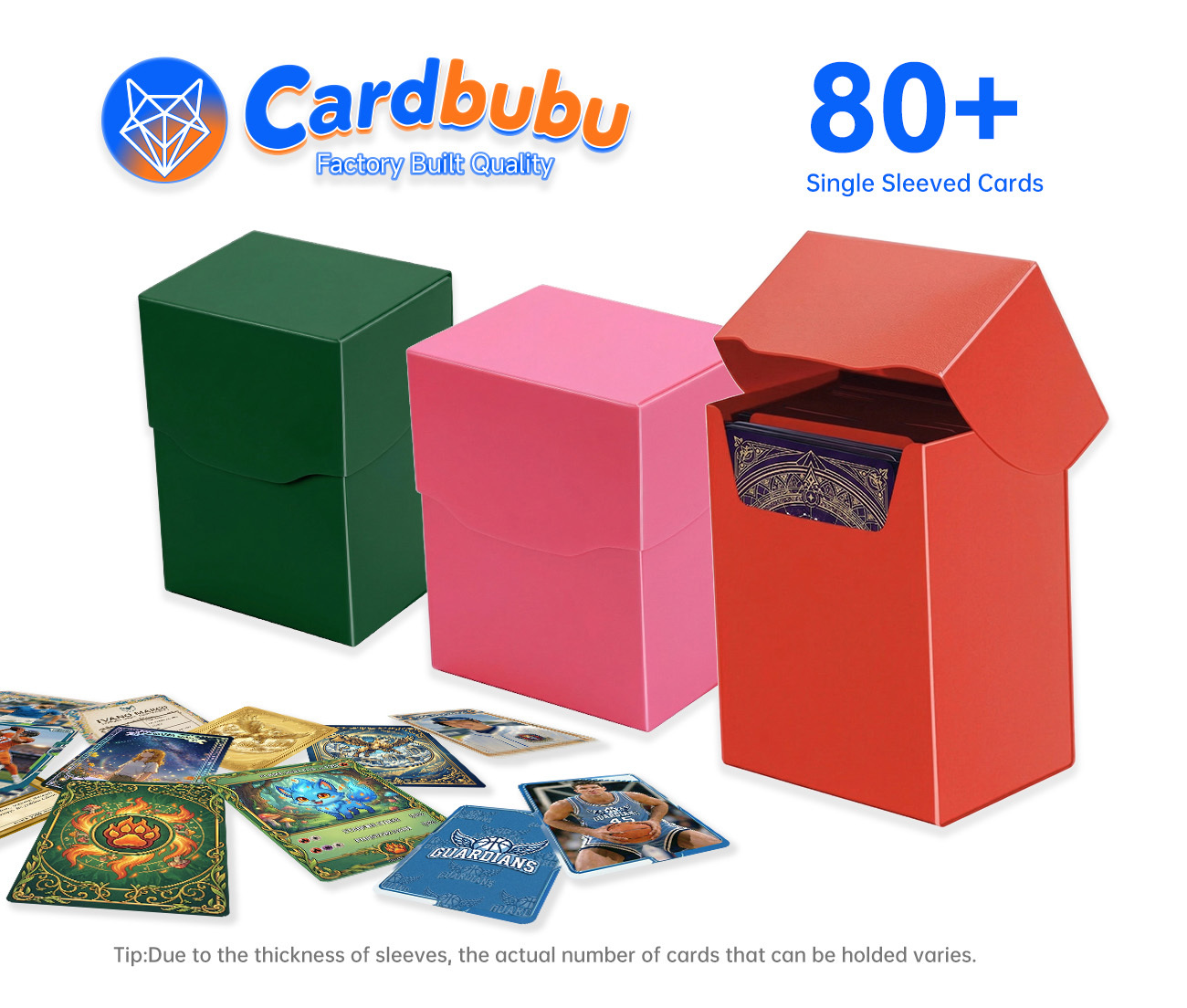 3.74in Plastic Deck Box 80 Cards Transparent Customizable Bulk Trading Card Storage