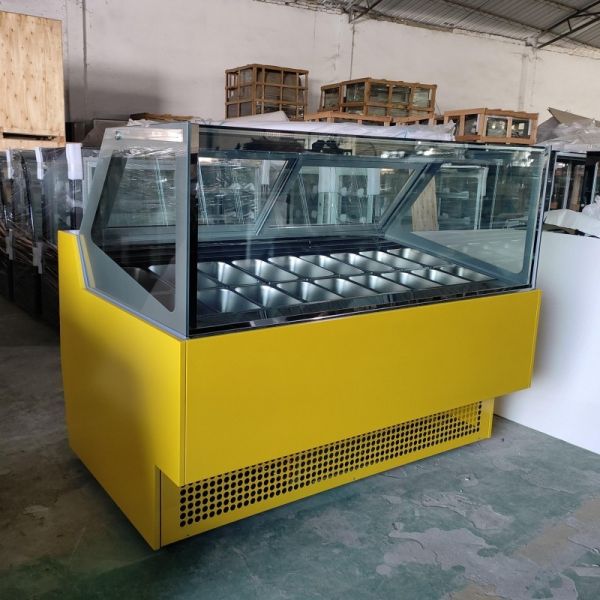 16 Trays Glass Door Hard Ice Cream Display Cabinet Italian Gelato Freezer