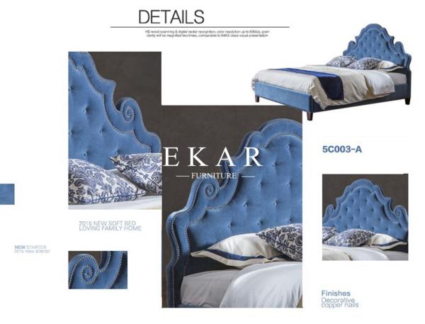 Wooden Furniture Double White Leather Bed