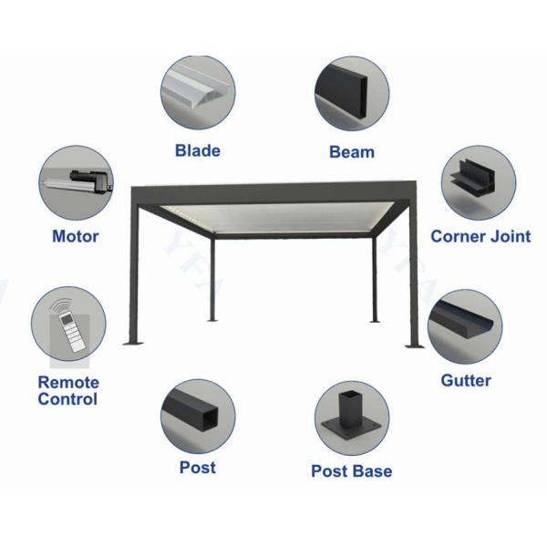 Electric Motorized Aluminum Louvered Pergola Garden Bioclimatic Waterproof