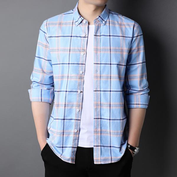100% Cotton Plaid Western Fashionable Mens Shirts Half Long Sleeve Plus Size In Autumn