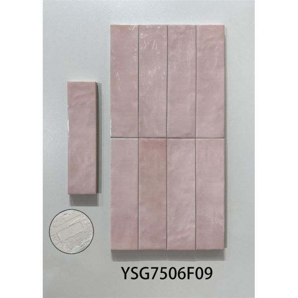 Elegant Retro Beige Pink 75x300mm Glossy Inside Ceramic Wall Tiles For Bedroom and Dining Room