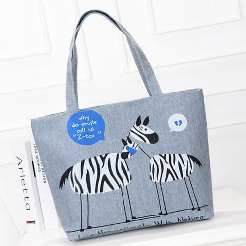 Embroidered Tote Bags / Custom Canvas Bags Eco - Friendly Material Inside Pokcet