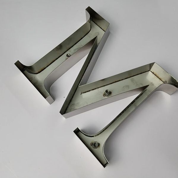 Custom Brushed Aluminum 3D Solid Letters Non-Illuminated Metal Sign