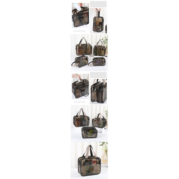 PVC Double-Layer Large-Capacity Wet/Dry Separation Cosmetic Bag Thickened Waterproof Toiletry Swimming Travel Daily Storage Bag