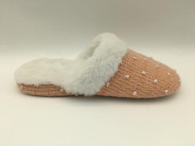 Winter Soft Ladies Slippers Fleece Closed Toe Flat Shoes With Soft Knit / Fleece Upper