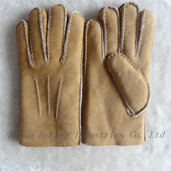 Spanish Merino Sheepskin Double Face Leather Winter Gloves Hand Sewn Men Gloves