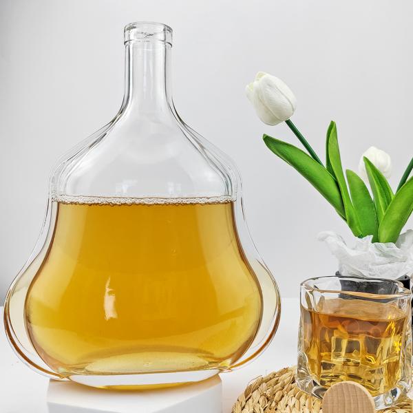 Бутылка из стекла 1000 мл в форме тыквы для спиртных напитков бренди с прозрачным и уникальным дизайном